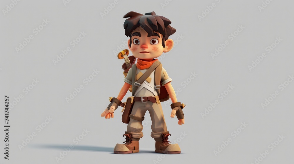 An animated boy character designed to be the hero in an adventure video game An animated boy character designed to be the hero in an adventure video game