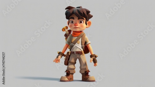 An animated boy character designed to be the hero in an adventure video game