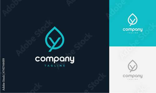 Water Drop Letter Y lowercase initial Logo,Flat Vector Logo Design Ideas Template Element,creative shape abstract with drop water monogram logo