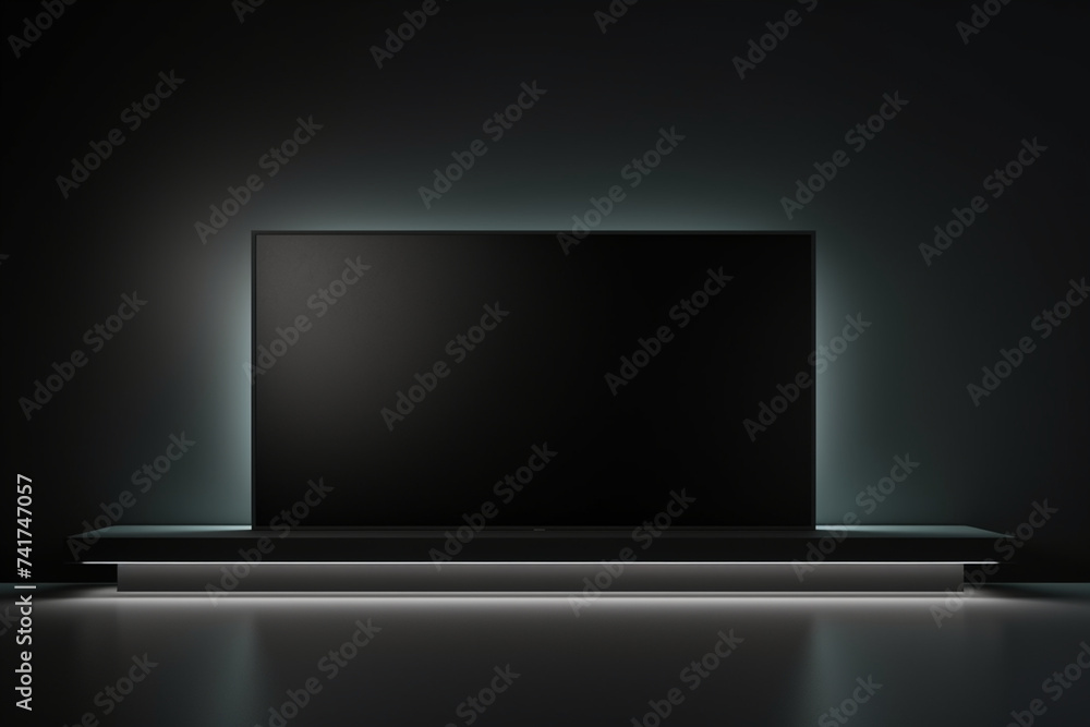 Minimal style image empty tv screen 3d render. There are a mysterious dark room, Decorate with black tv with clipping at the screen Minimal style image empty tv screen 3d render. There are a mysterious dark room, Decorate with black tv with clipping at the screen