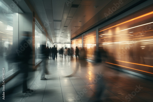 People walking in a corridor, motion blur, long exposure Click here to view more related images
