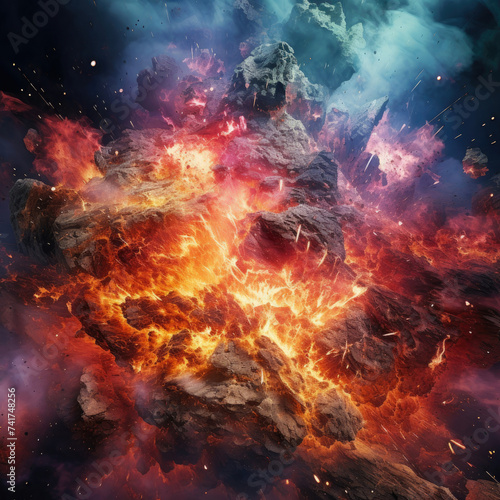 Massive Explosion of Rocks and Lava in Space