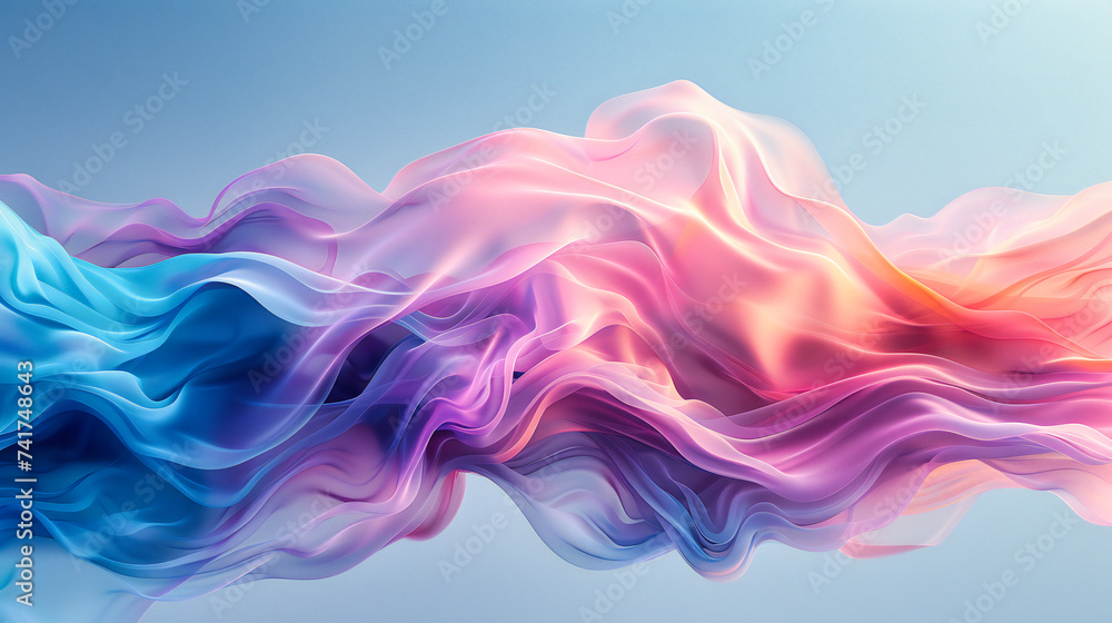 Bright and colorful abstraction, blending waves and patterns in blue, pink, and purple, showcasing creativity and modern design