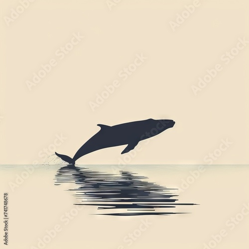 A whale in the water. A majestic whale gracefully glides through the tranquil waters  its silhouette resembling that of a dolphin  in this stunning marine mammal drawing. 