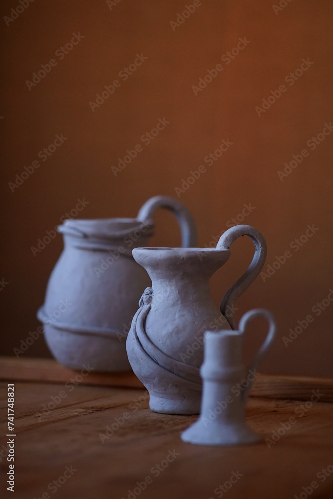 The simple beauty of handmade clay jugs; style life, rustic in a modern world The simple beauty of handmade clay jugs; style life, rustic in a modern world