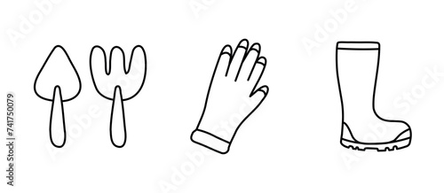Gardening tools vector illustration in doodle style.