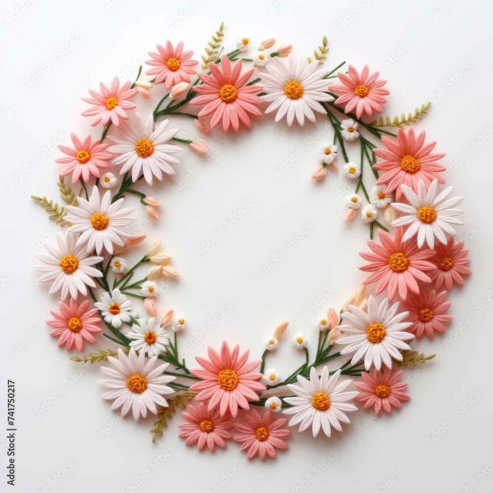 3d daisy wreath embroidered embroidery background invitation card 3d daisy wreath embroidered embroidery background invitation card