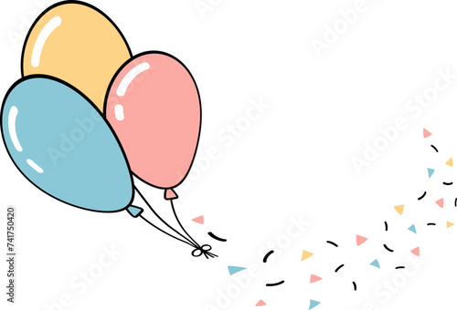 Party balloons flying into the sky