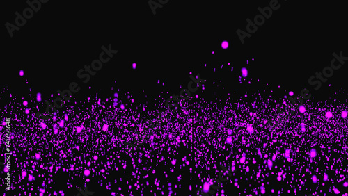 Abstract background of particles. Fantastic lustration. 3rd rendering Glowing, shining glitter dust, pureple colors.