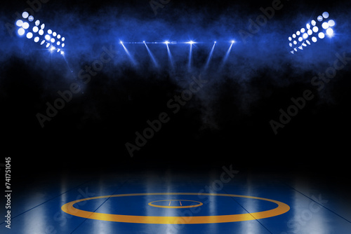 Wrestling sport background with spot lights 
