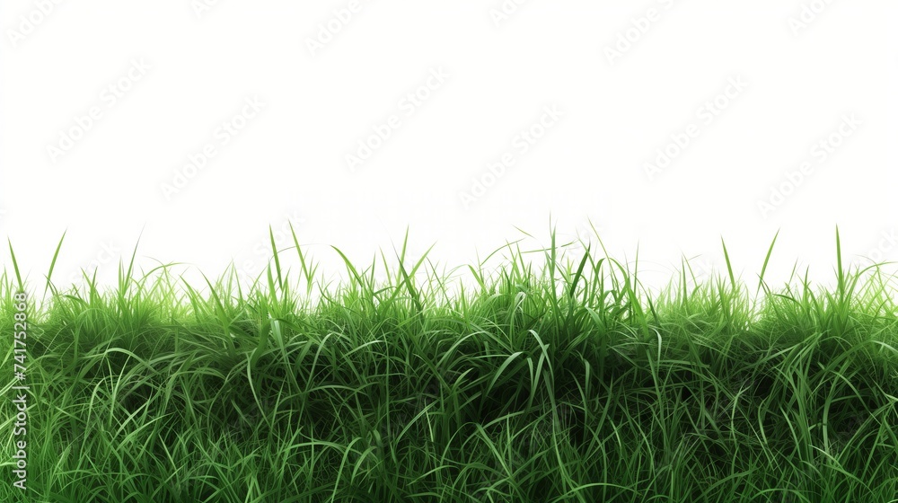 Obraz premium Vibrant Green Grass on White Background - Fresh Nature Scene