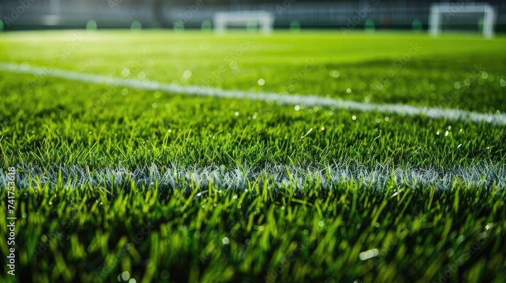 Fresh green grass for football sport, football field, soccer field, team sport texture. soccer field for banner design