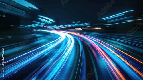 Blue Rays Zoom in Motion Effect with Abstract Light Color Trails. Energetic and Futuristic Design for Dynamic Visuals