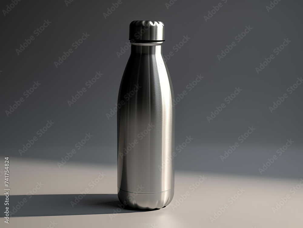 Silver Bottle on Table Silver Bottle on Table