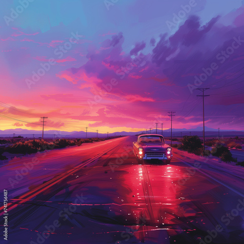 Roadtrip in America, USA. Route 66, Highway travel