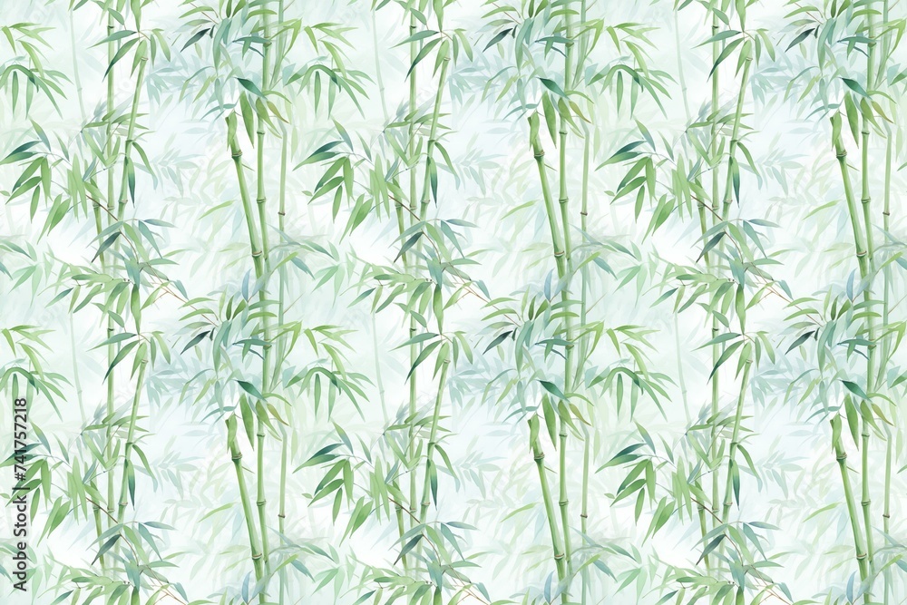 Fototapeta premium Seamless pattern of delicate watercolor bamboo stalks on a light background
