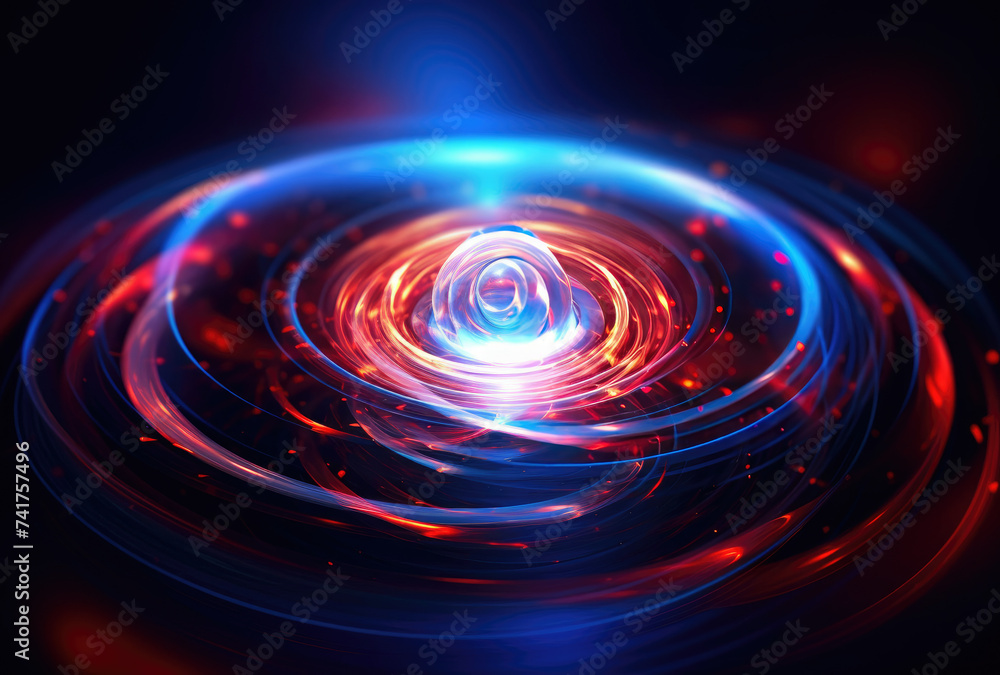 Blue and Red Swirl on Black Background Blue and Red Swirl on Black Background