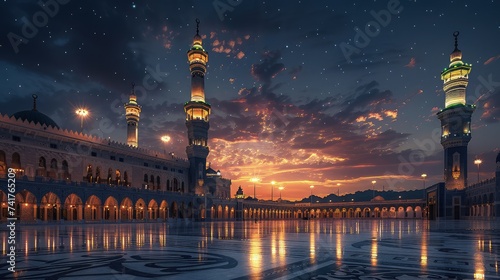 The beauty of twilight at the Nabawi Mosque, Medina