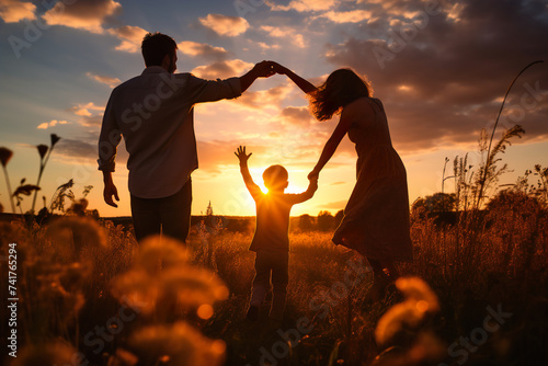 Skipping into Dusk: A Family's Playful Escape . Generative AI