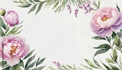 Fototapeta Naklejka Na Ścianę i Meble -  watercolor peony flowers on white background