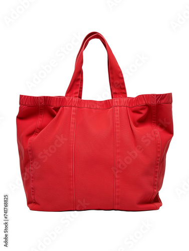 Clásico rojo Lino Tela Moda Algodón y Eco Friendly Tote Bag Aislado en fondo transparente.