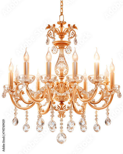 Lámpara suspendida vintage o retro de techo. Bombillas de lámpara candelabro en forma de vela. Aislada sobre blanco © C.Castilla