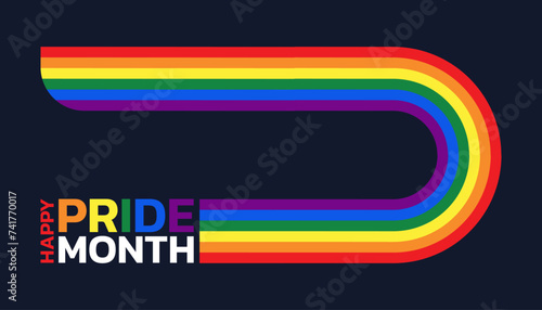 Happy pride month background with pride text. Pride month celebration concept. Element for banner. Vector EPS10.