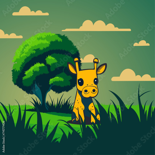 Cute small giraffe in the forest