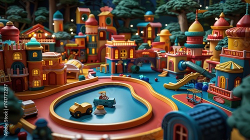 Playful Paradise: Immersing in a Colorful 3D Clay Playground Backdrop