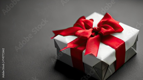 gift box on color background, top view. Mock up for design