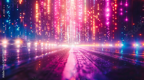 Abstract light background with glowing effects, creating a vibrant and energetic atmosphere for nightlife, parties, or futuristic design concepts