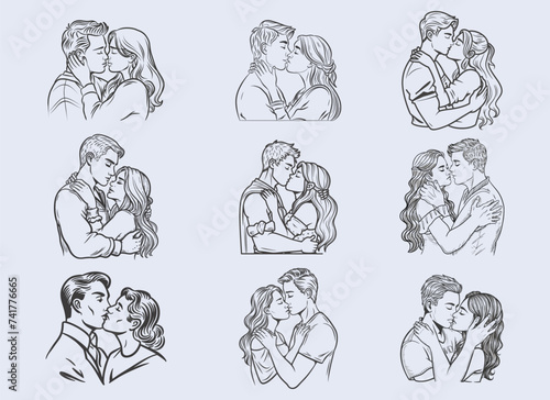 hand drawn kissing day vector illustration 