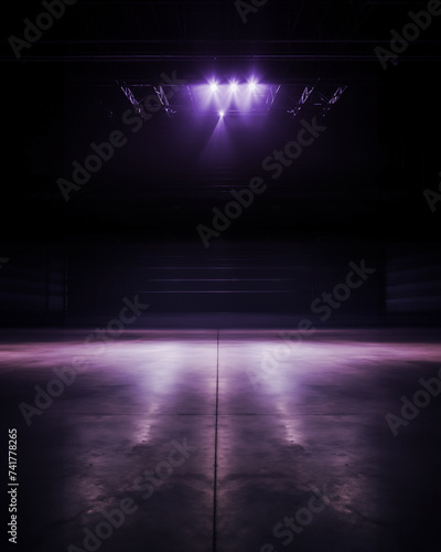 Indoor arena spotlights, dramatic atmosphere, ready to fight, competition, suitable for any gym sports, wrestling, dance, gymnastics, martial arts, basketball © arc4studio