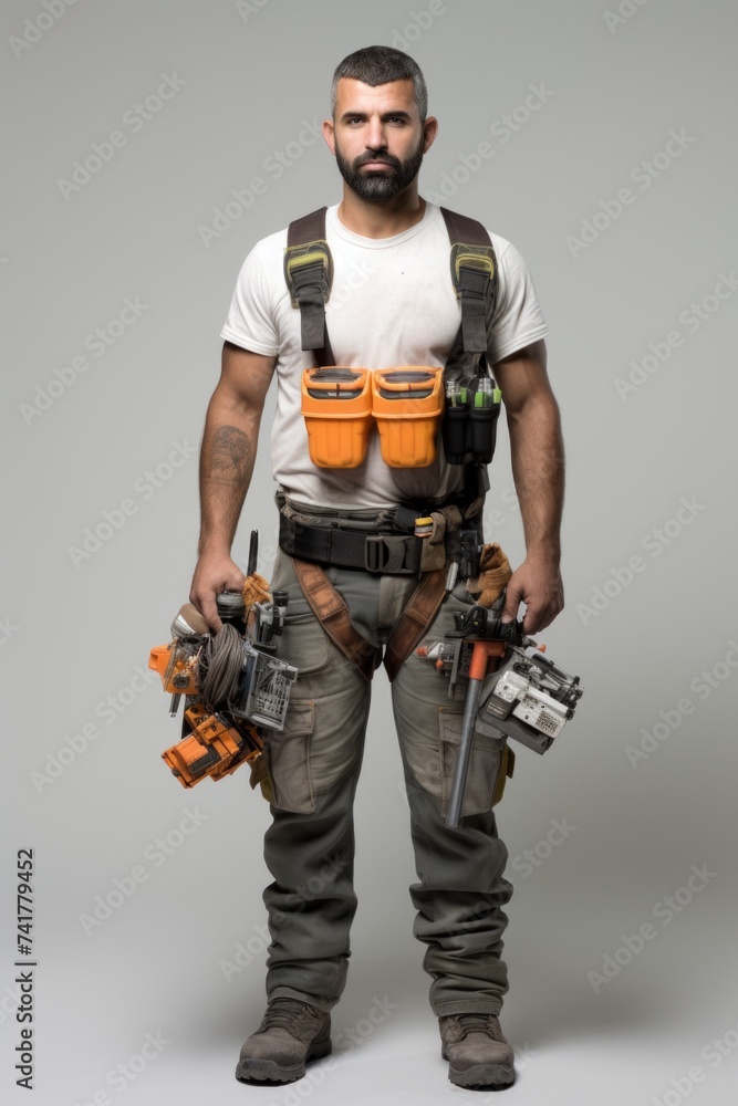 Construction worker with tools Construction worker with tools
