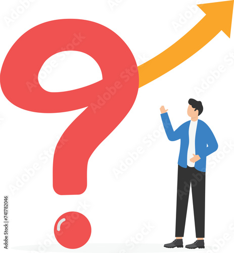 Business putting solution arrow on question mark problem sign. 

