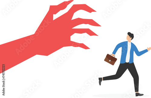 Human irrational inner fears and panic. Business danger vector illustration

