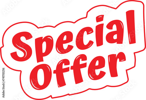 Special Offer label red color on a white background
