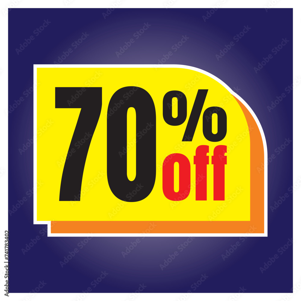 Number discount values blue background yellow orange and black Number discount values blue background yellow orange and black