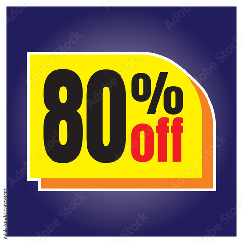 Number discount values ​​blue background yellow orange and black