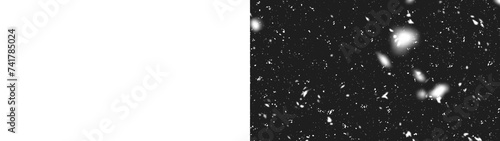 Flying dust particles on a black background. 