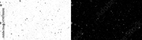 Winter with snow in transparent background. Distressed white grainy texture. Dust overlay textured