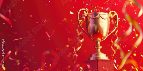 A golden trophy with stream...