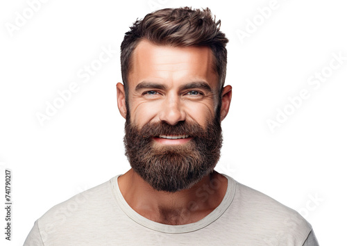 Handsome bearded man smiling, cut out