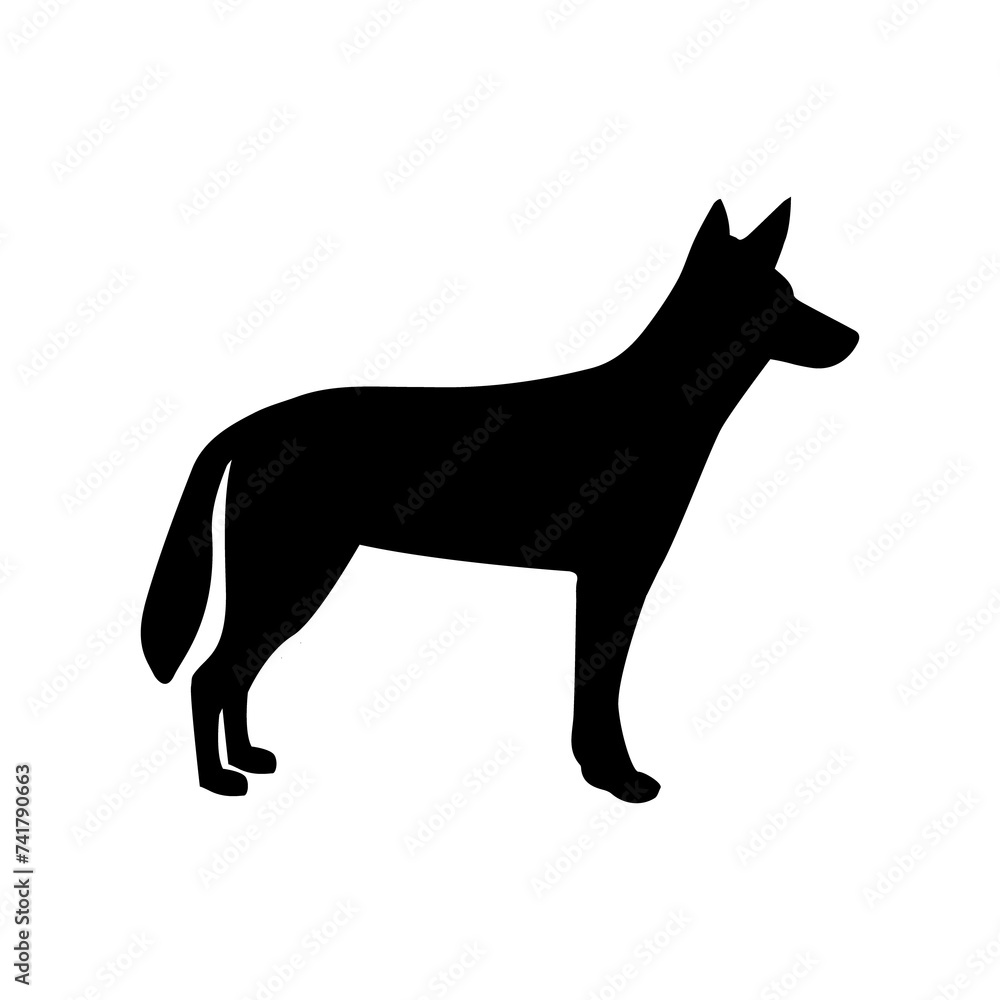 Australian animal dingo dog icon. Black illustration 