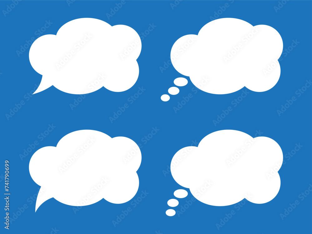 Thought bubble icon, thinking cloud vector icon for apps and websites. Set of speech bubbles. Speak bubble text, cartoon chatting box, message box. Thought bubble icon, thinking cloud vector icon for apps and websites. Set of speech bubbles. Speak bubble text, cartoon chatting box, message box.