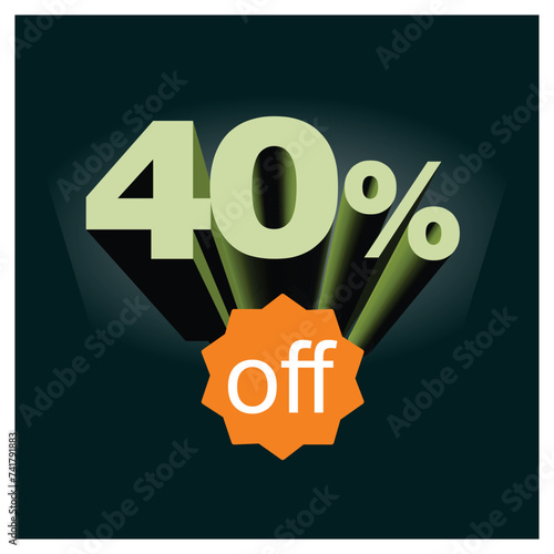 Number discount values ​​percentage green 3D background