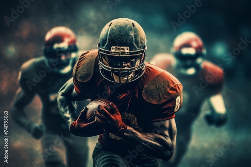 American football running back in action photo