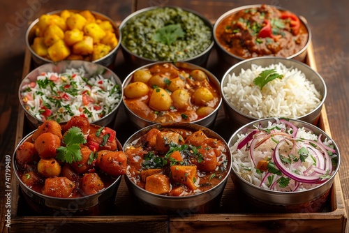 Comida india para restaurante, culturas tradicionales. Take away.