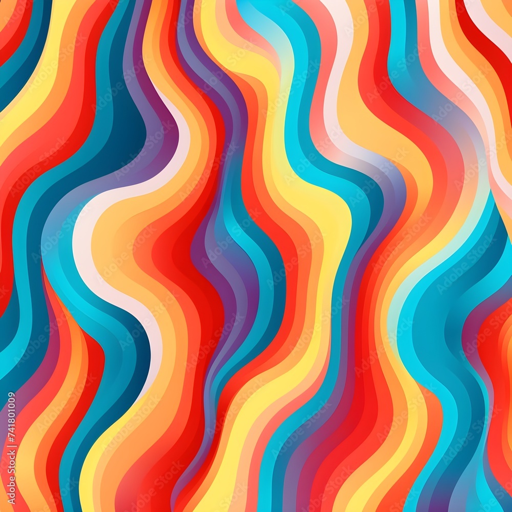 A mesmerizing and vivid psychedelic color wave flowing. The vibrant retro colors