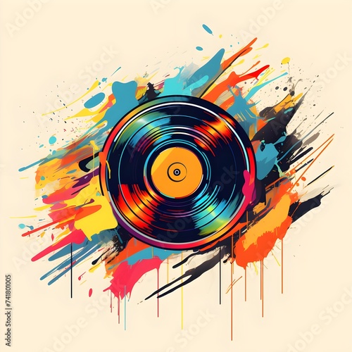 Colorful vinyl record background. abstract music background Generative Beats. Vinyl disk music illustration